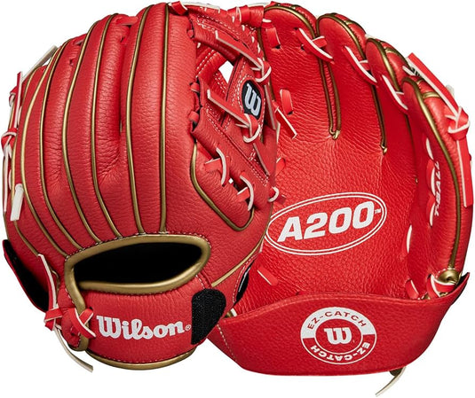 New Wilson A200 E-Z Catch 9" Glove - RHT - Red/Gold