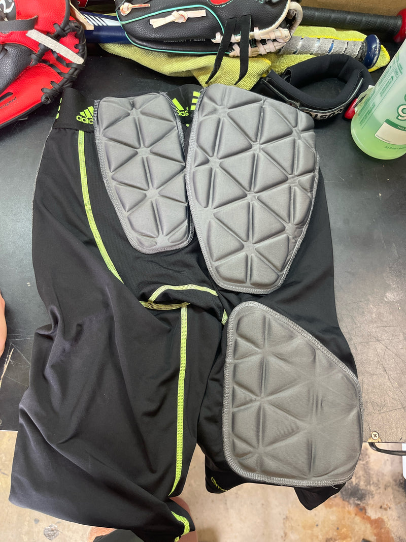 Load image into Gallery viewer, used adidas 5 pad girdle black/ grey neon green/ sizemedium
