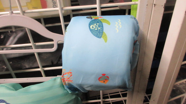 Load image into Gallery viewer, Used Hippo Pirate Light Blue Toddler Arm Floaties Life Jacket Size Toddler
