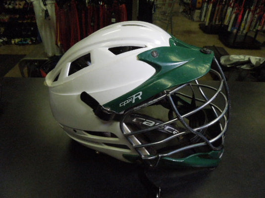 Used Cascade CPXR Lacrosse Helmet With SPR Fit Sizing System in Green on White