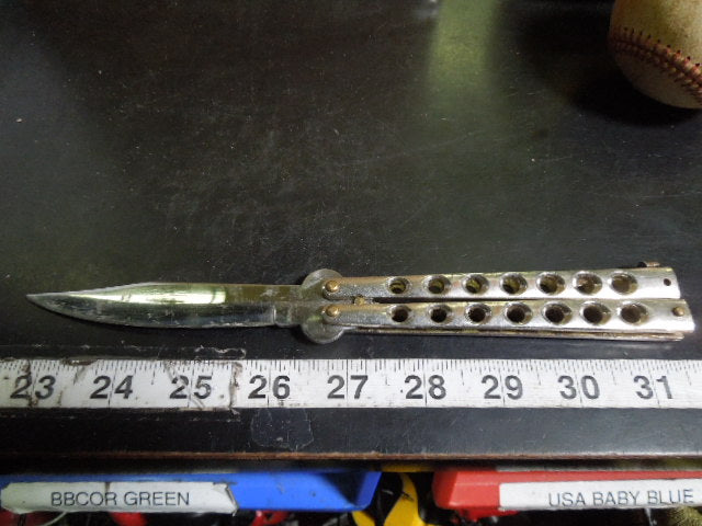 Load image into Gallery viewer, Used Stainless Steel Authentic Balisong 10" Butterfly Knife Warning Sharp Edge
