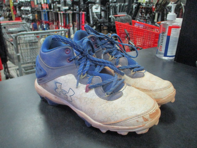 Load image into Gallery viewer, Used Under Armour Blue/White Cleats Size 5
