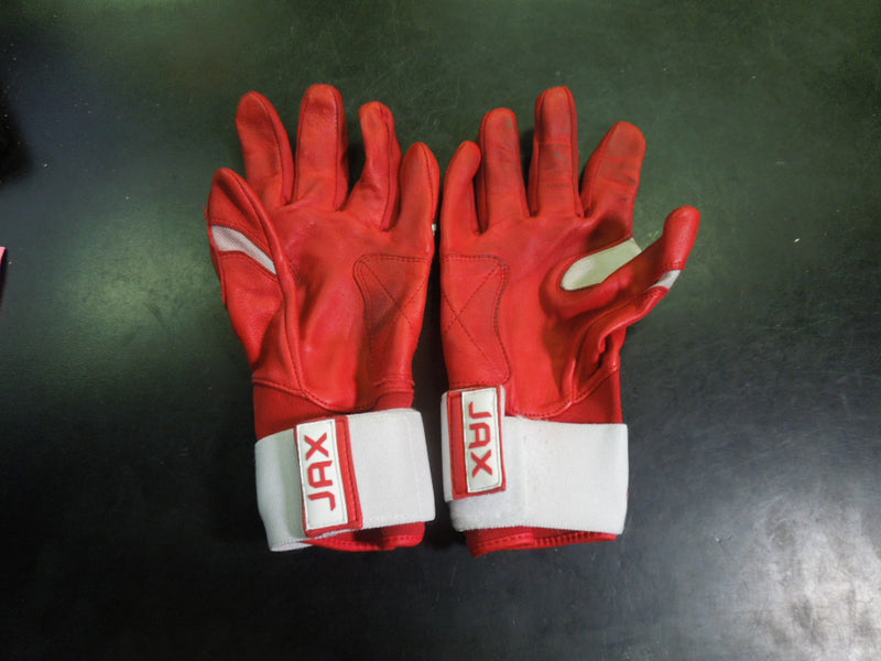 Load image into Gallery viewer, Used Jax Strap Cuf Batting Gloves in Red Size Medium
