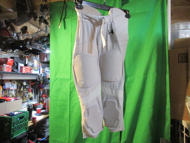 Load image into Gallery viewer, Used Under Armour 7-Pad Integrated White Youth Large Practice Pants
