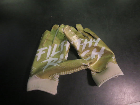 Used Battle Palm Print Filthy Rich Football Reciver Gloves Size Adult Small