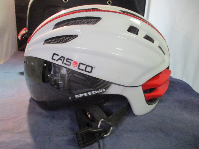 Load image into Gallery viewer, Used Casco SPEEDairo White Bicycle Helmet w/ Visor Size Medium (54-59cm)
