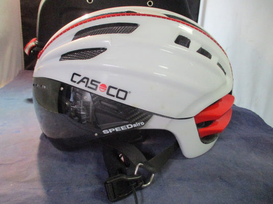 Used Casco SPEEDairo White Bicycle Helmet w/ Visor Size Medium (54-59cm)