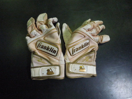 Used Franklin White Powerstrap Batting Gloves Size Adult XL