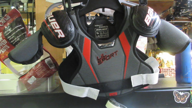 Load image into Gallery viewer, Used Bauer Lil Sport Hockey Shoulder Pads - Size Youth Large
