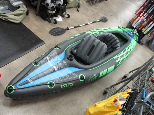 Used INTEX Challenger K2 2 Person Inflatable Kayak 11'6" (2 Paddles Included)