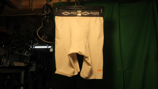 Used Shock Doctor Compression Shorts Cup Pocket Youth Medium - White