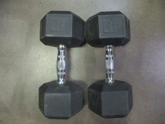 Used 40lb Rubber Hex Dumbbell - QTY2