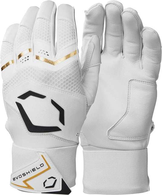 New Evoshield Carbyne Batting Gloves w/ Wrist Strap - Team White - Adult Size XL