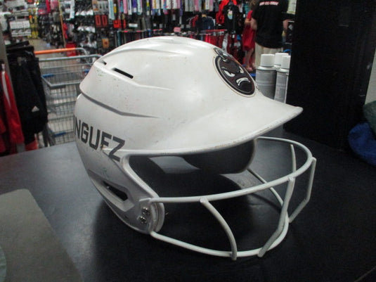 Used Boombah Jr. Batting Helmet With Face Guard in White Size 6 1/4 - 7