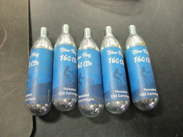 Load image into Gallery viewer, Used Blue Flog 16 Grams Threaded CO2 Tanks 5 Pack
