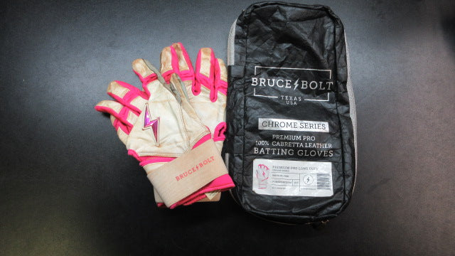 Load image into Gallery viewer, Used Bruce Bolt Chrome Series Short Cuff Batting Gloves - Women&#39;s Med
