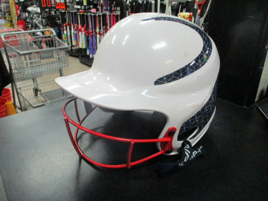 Used Rip It Batting helmet with face cage in white, size M 6 1/5 - L 7 3/8