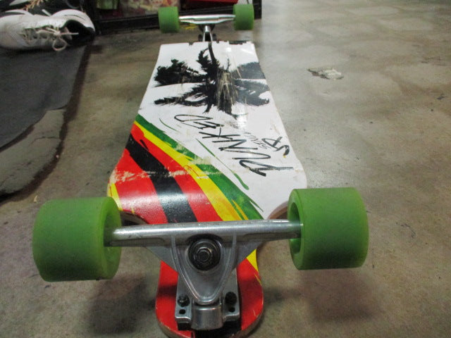 Load image into Gallery viewer, Used Punked 39&quot; Dropdown Palm City Rasta Longboard
