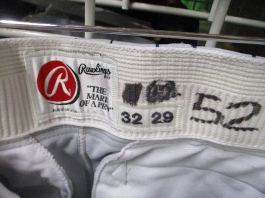 Used Rawlings Blue Striped Grey Elastic Bottom Pants Adult Size 32 - 29
