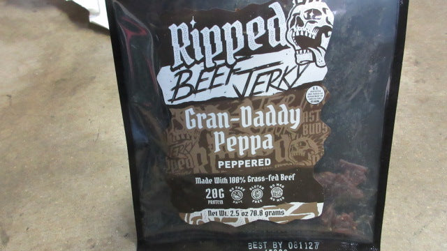 Load image into Gallery viewer, New Ripped Jerky Gran-Daddy Peppa Peppered Beef Jerky - 2.5oz

