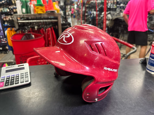 Used Rawlings Red Batting Helmet Size 6 1/2 - 7 1/2