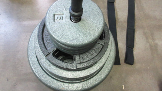 Used 150lb Complete Standard WEIGHT SET With 2 Piece Bar