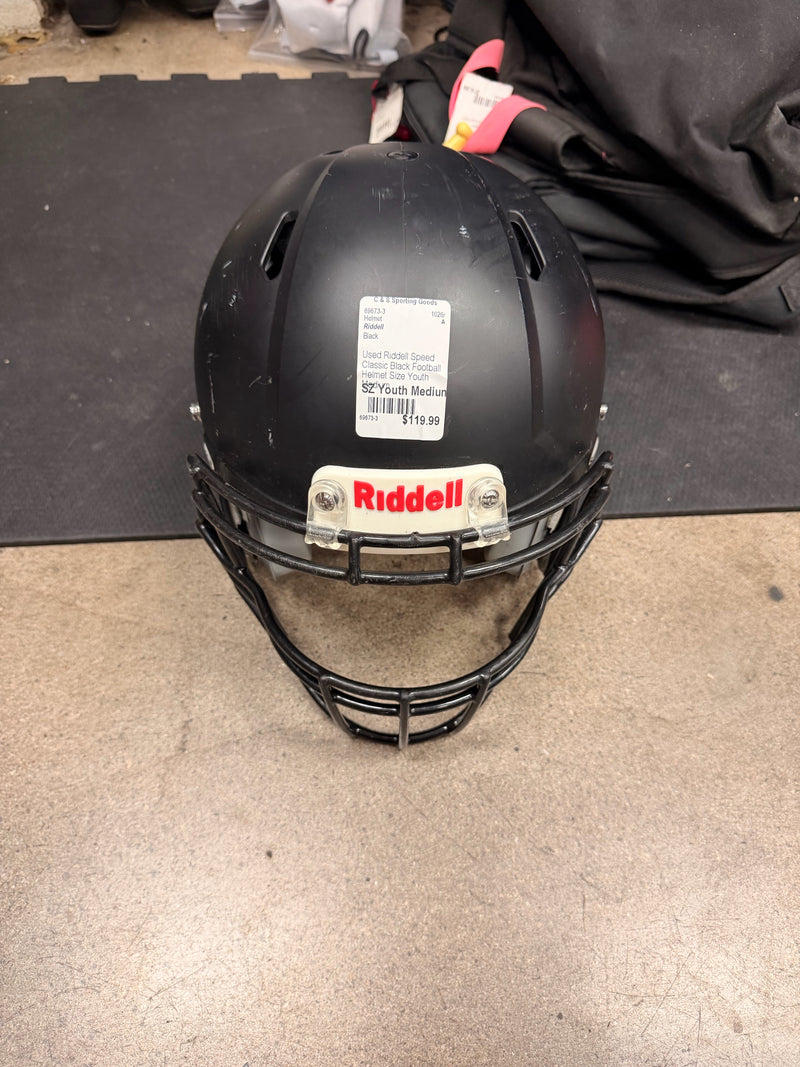 Load image into Gallery viewer, Used Riddell Speed Classic Black Football Helmet Size Youth Medium
