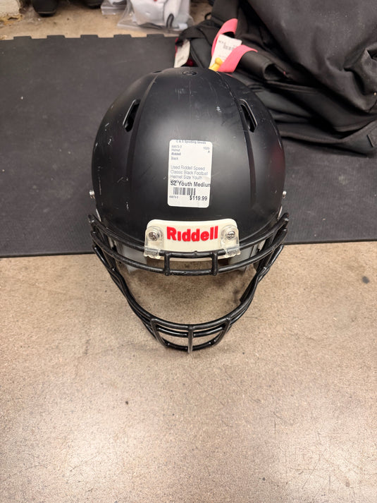 Used Riddell Speed Classic Black Football Helmet Size Youth Medium