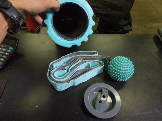 Used 321 Strong Preasure Point Foam Roller Massage Spike Ball and Streching Band