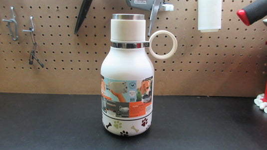 Asobu Insulated Water Bottle W/ Removable Dog Bowl - White