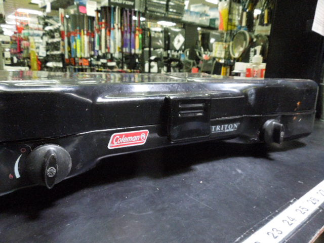 Load image into Gallery viewer, Used Coleman Triton 2 Burner Propane Camping Stove with Wind Shades
