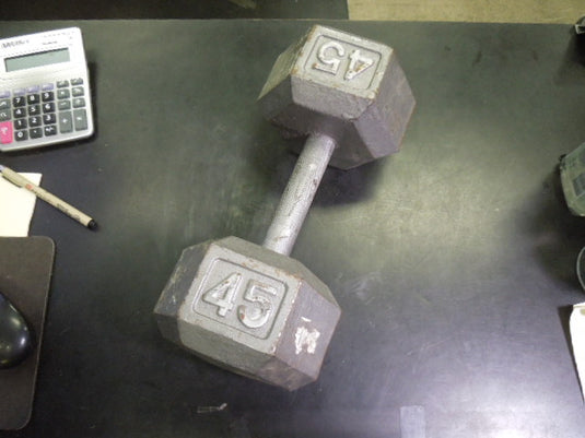 Used 45 lb Cast Iron Hex Dumbbell