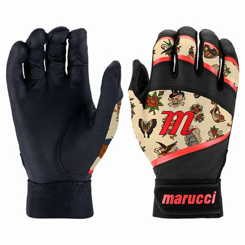New Marucci Foxtrot T-Ball Batting Glove Black/Red Size Yth Small/Medium