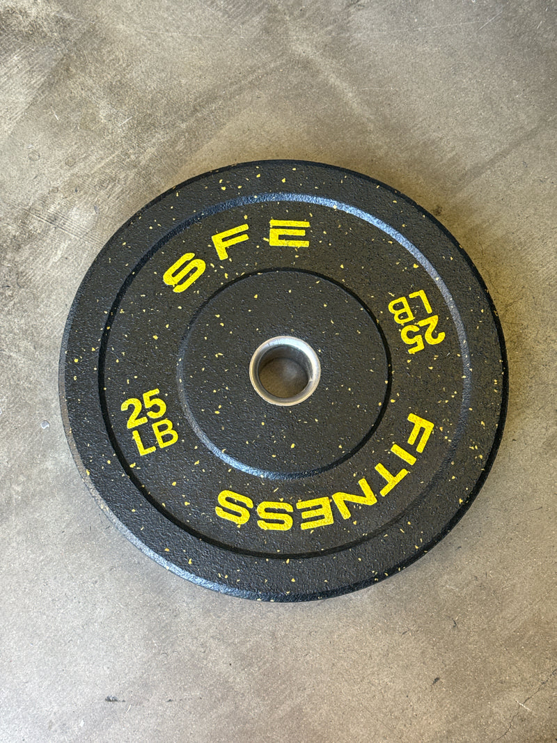 Load image into Gallery viewer, Used SFE Fitness 25lb Speckled Rubber Olympic Bumper Plates
