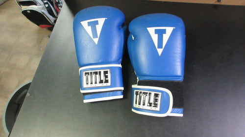 Used Title Boxing Gloves Velcro Strap 16 oz - Blue