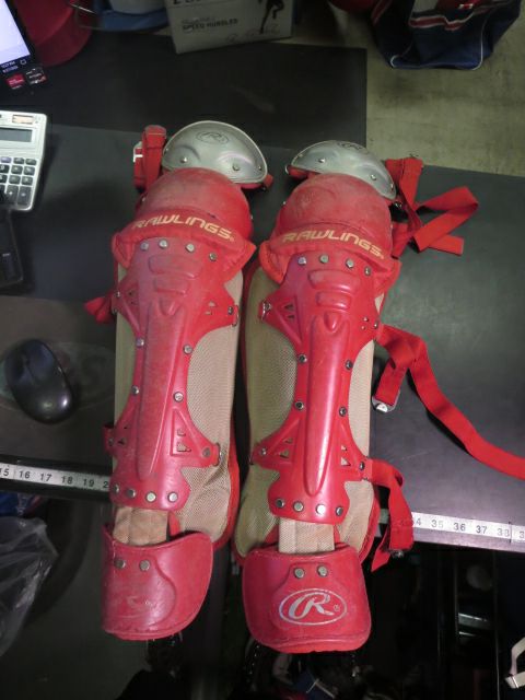 Load image into Gallery viewer, Used Rawlings Rev A Jr Catcher Shin Guards 16"
