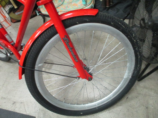 Load image into Gallery viewer, Used Budweiser 26" Red Beach Cruiser Bicycle

