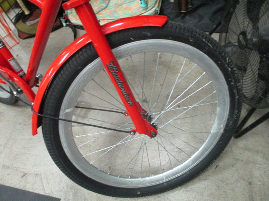 Used Budweiser 26" Red Beach Cruiser Bicycle