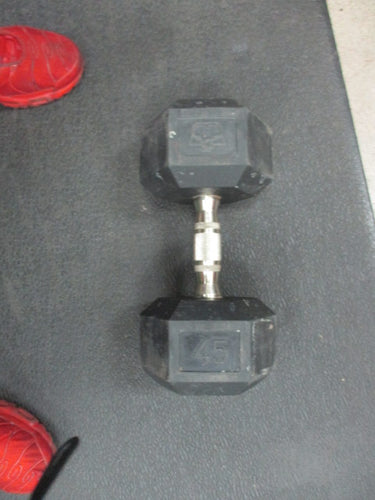 Used Hampton 45LB Rubber Hex Dumbbell