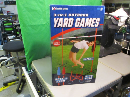 Minnark 3-In-1 Outdoor Yard Games Ring Toss, Bottle Bash, Limbo