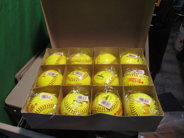 Load image into Gallery viewer, Used Worth Red Dot ASA 12&quot; 1 Dozen Fastpitch Softball
