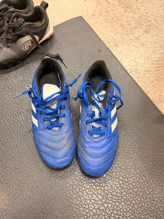 Used Adidas Soccer Cleate Size3.5 Blue and white