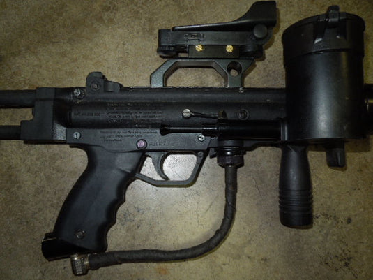 Used Tippmann A-5 Paintball Gun With Battle Shroud Barrel and NC Optics