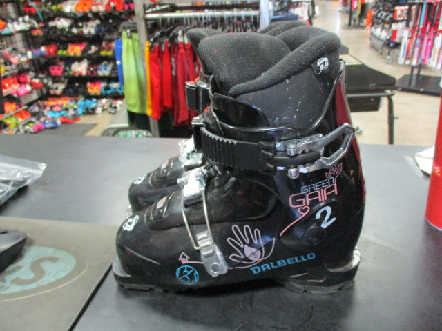 Load image into Gallery viewer, Used Dalbello Green Gaia 2 Size 21.5 Downhill Skis Boots
