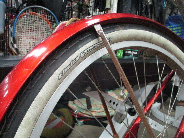 Load image into Gallery viewer, Used Electra Deluxe 3 Speed Cruiser in Cherry Red With 26" White Wall Wheels
