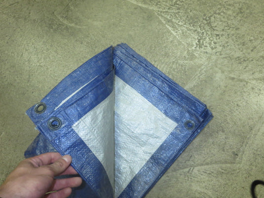 Used Blue Camping Tent Tarp with Metal Gromits