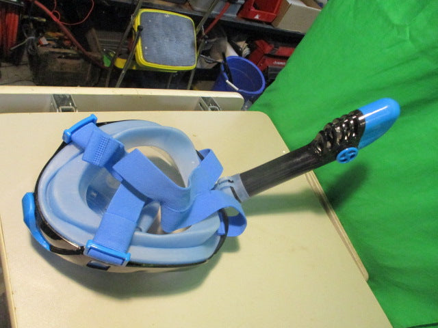 Load image into Gallery viewer, Used Blue Full Face Swim Snorkel - S/M
