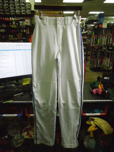 Used Champro Adjustable Open Leg Baseball Pants in White with Blue Piping Size S