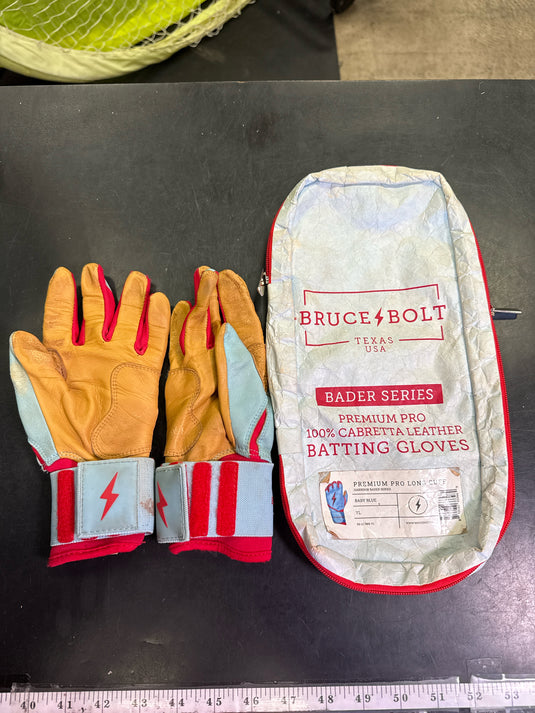 Used Bruce Bolt Harrison Bader Series Long Cuff  Youth Batting Gloves YL