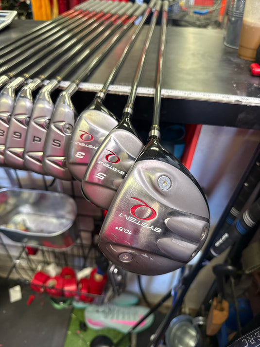 Used Custom Q System Mens Dual Power Play 12 pc Right Hand Golf Club Set